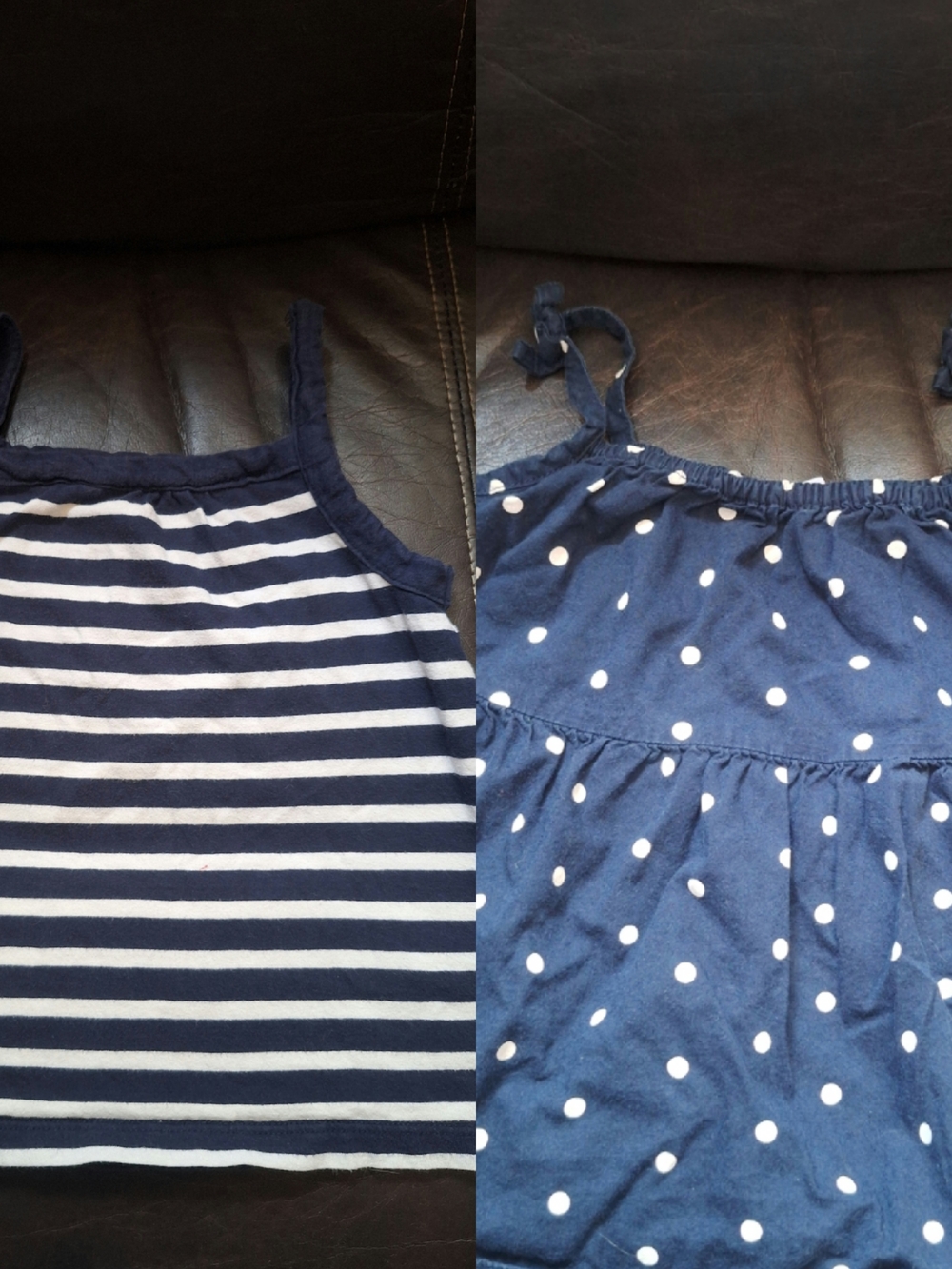 Girls Navy & White Polka Dot and Stripe Tank Top 2-piece Set Size 5/5t
